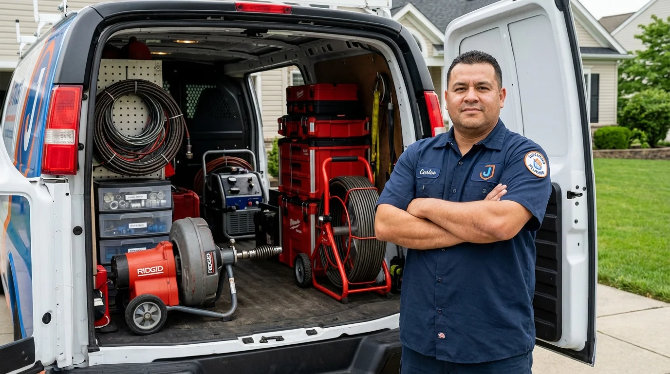 Professional drain cleaning equipment and Johns Plumbing LLC plumber in Walnut Cove