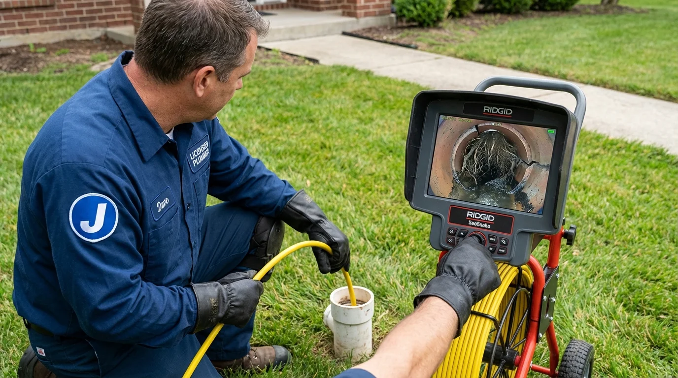 Sewer camera inspection being performed by Johns Plumbing LLC in Walnut Cove