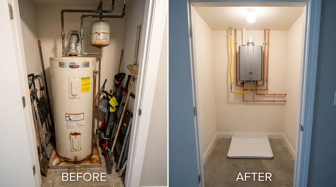 Tank water heater versus wall-mounted tankless unit comparison for Walnut Cove, NC homeowners